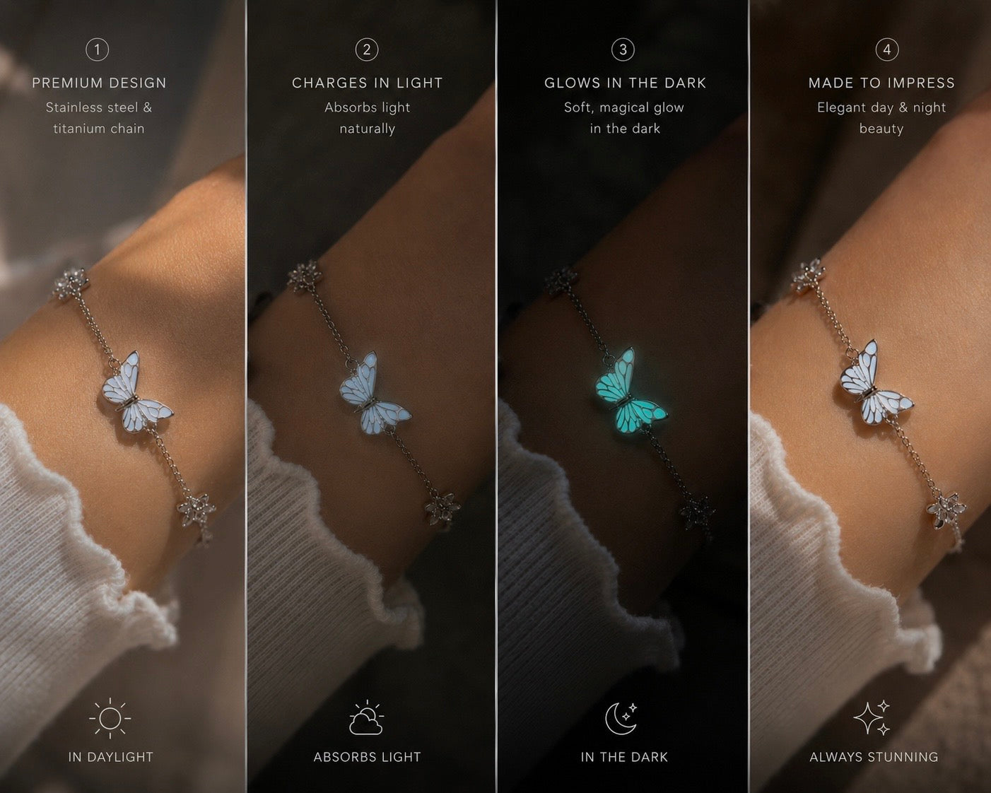 Luminous Butterfly Bracelet – Glow in the Dark